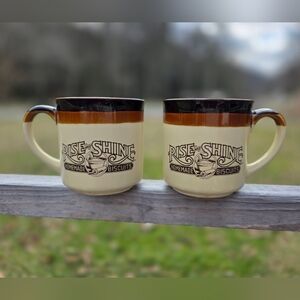 TWO Vintage Hardee's Rise And Shine Homemade Biscuits Mugs Cups Restaurant Ware